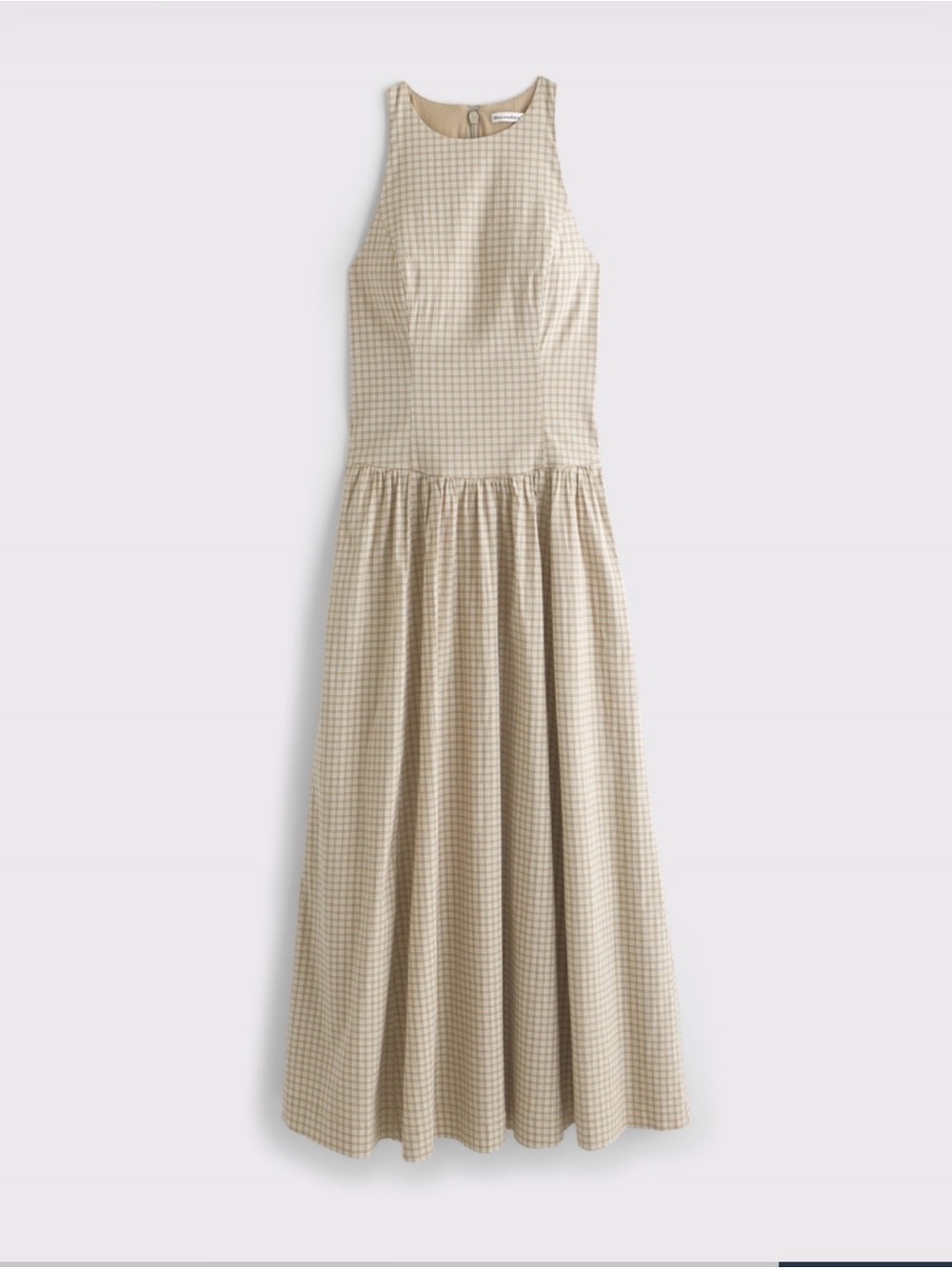 High-Neck Drop-Waist Midi Dress